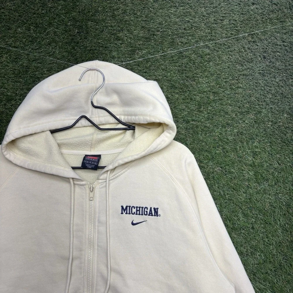 Nike University Of Michigan Hoodie Womens XL Yellow Drawstring Logo Full Zip